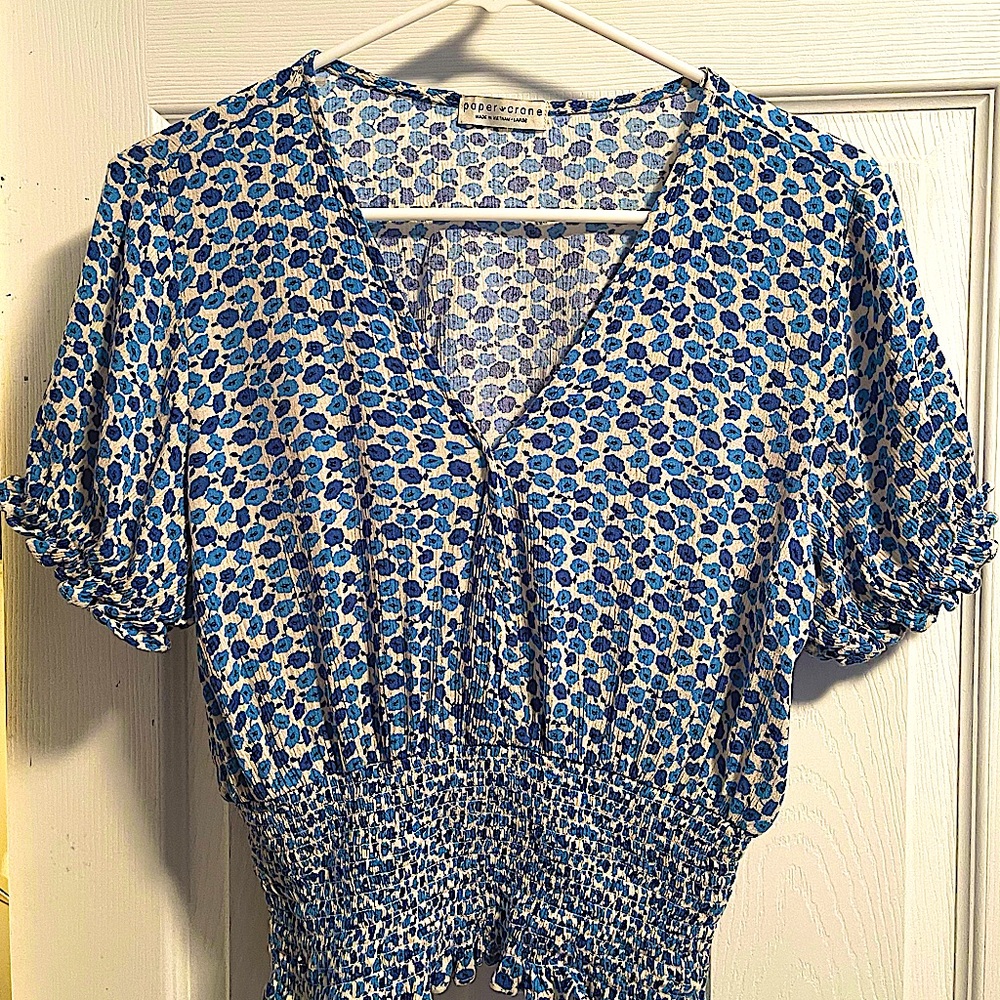 NWOT! Paper Crane short Sleeve Elastic Waist Shirt
